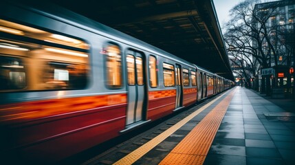 Fototapeta premium Captivating subway train in motion to dynamically boost search relevance and visibility