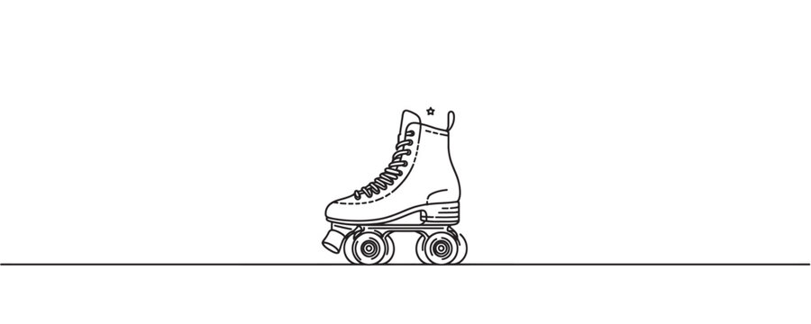 Continuous pattern style roller skates. Roller skating. Vector illustration.