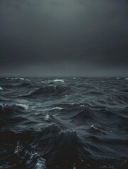 dark and stormy ocean with black cloud background