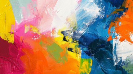 Abstract colorful paintbrush strokes on canvas