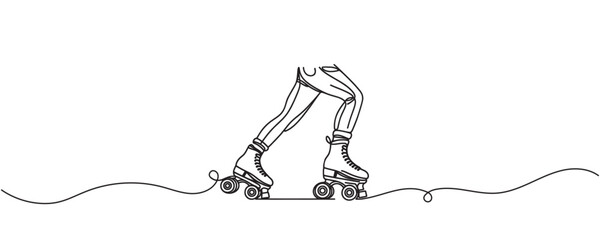 Continuous pattern style roller skates. Roller skating. Vector illustration. © Hanna