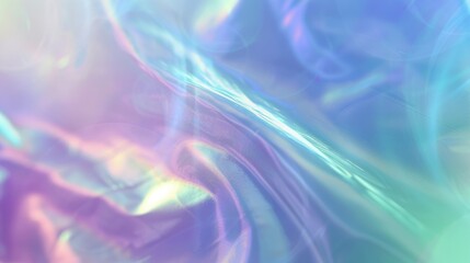 Fototapeta premium Holographic abstract background featuring a soft gradient of blue, purple, and green pastels, creating a smooth and blurred visual