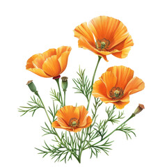 Fototapeta premium Orange Flowers Bouquet on White Background