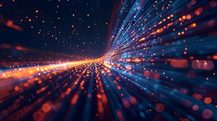 Fototapeta premium Dazzling Cosmic Vortex of Luminous Particles Surging Through Ethereal Galactic Landscape
