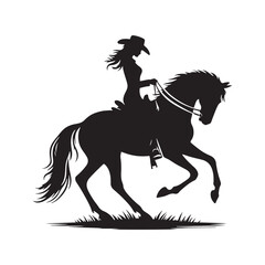 Cowgirl Horse Riding Silhouette - Horse Gallop - Minimallest Cowgirl Horse Riding Vector
