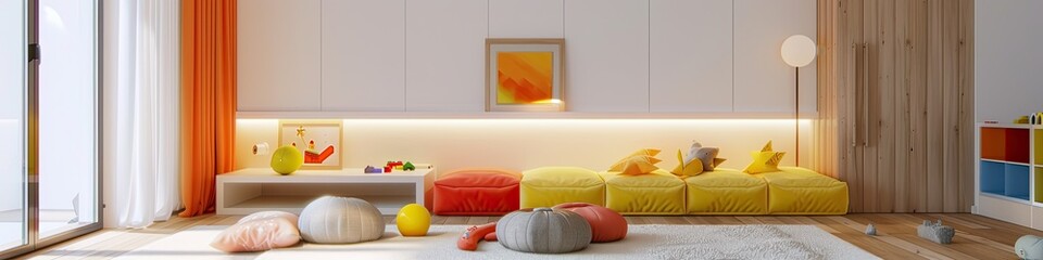 modern minimalist living room with a playful twist