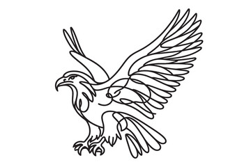 Eagle, One line is a solid bird. Line art, outline, single line silhouette. vector illustration
