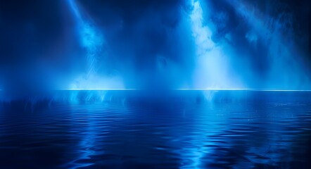 Abstract Blue Background with Laser Light and Neon Glow