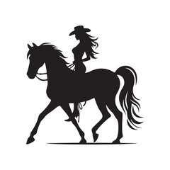Western Cowgirl Horse Riding Silhouette - Cowgirl Horse Riding Illustration
