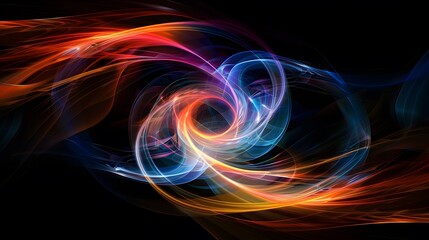 Colorful Light Swirl on Black Background