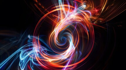 Abstract Colorful Light Swirl on Black Background