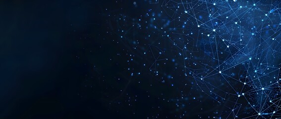Abstract Dark Blue Background with Glowing Connections