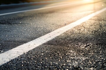 Fototapeta premium Abstract Empty Asphalt Road with White Lines in Sunlight