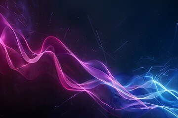 Obraz premium Glowing Pink and Blue Wave Line on Black Background