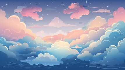A beautiful, serene landscape featuring a vast ocean and a smattering of clouds in the sky