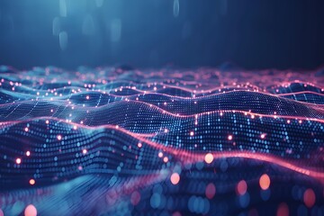 Abstract Grid Background with Glowing Dots and Lines