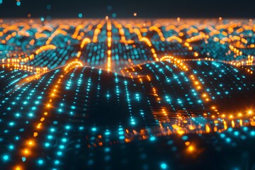 Obraz premium Abstract Grid of Glowing Connections on Dark Background