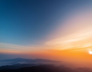 Fototapeta premium Ethereal Dawn: Blue and Orange Gradient Sunrise