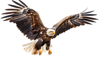Fototapeta premium Majestic bald eagle soaring through the air.