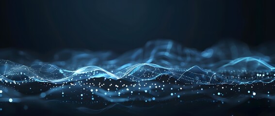 Abstract Technology Background with Blue Glowing Lines and Dots