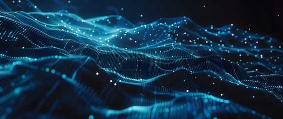 Abstract Technology Background with Blue Glowing Polygonal Lines