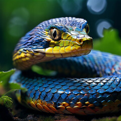 Schlange auf der Lauer - Schlange im Regenwald, Schöne Schlange