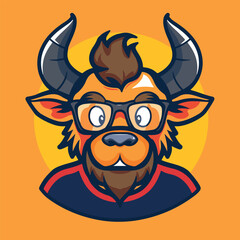 Geek boy sports cartoon logo vector illustration