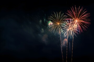 Colorful Fireworks Display on Dark Night Sky