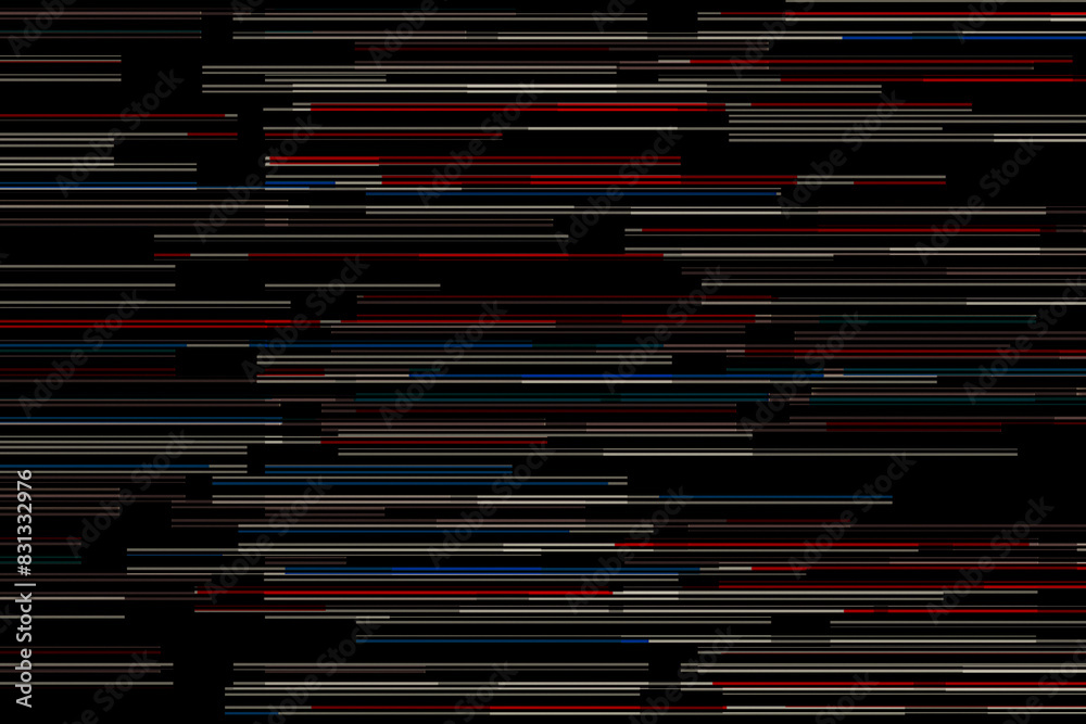 Poster screen display scan lines pattern in multicolor on black