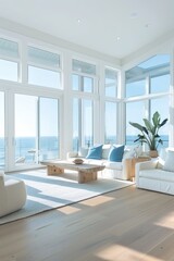 Fototapeta premium modern living room with minimalist coastal influences