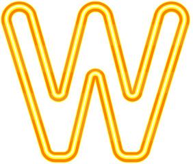 Vector bright yellow and orange neon light alphabet font typography design-W