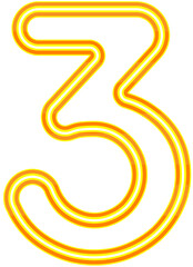 Obraz premium Vector bright yellow and orange neon light number typography design-3