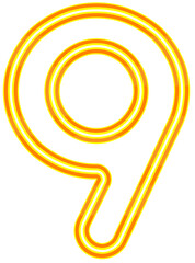Vector bright yellow and orange neon light number typography design-9
