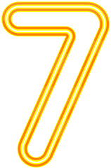 Obraz premium Vector bright yellow and orange neon light number typography design-7