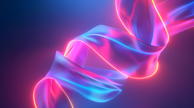 Winding Neon Ribbon Abstract Background