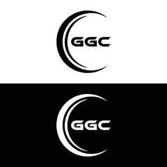 GGC logo. G G C design. White GGC letter. GGC, G G C letter logo design. G G C letter logo design in FIVE, FOUR, THREE, style. letter logo set in one artboard. G G C letter logo vector design.