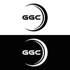 GGC logo. G G C design. White GGC letter. GGC, G G C letter logo design. G G C letter logo design in FIVE, FOUR, THREE, style. letter logo set in one artboard. G G C letter logo vector design.
