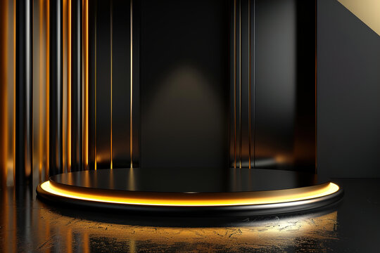 Stylish black and gold podium background