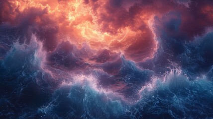 Abstract blue sea water with white wave for background Ocean Waves Top View