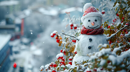Happy Snowman in Winter a Secession Wallpaper Digital Art Magazine Background Poster Card