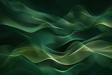 close up horizontal illustration of dark green transparent wavy stream abstract background