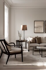 modern living room with a minimalist approach to traditional decor