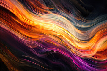 Obraz premium Abstract painting of colorful lines on a black background