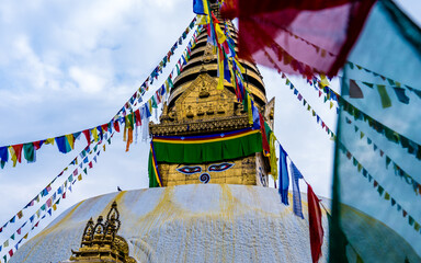 Landscape view of Soyambhunath Stupa in Kathmandu, Nepal.