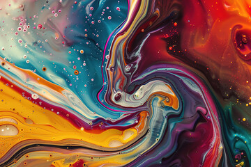 Vibrant abstract painting with various colors and shapes