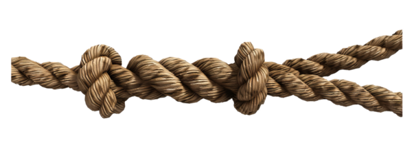 Coiled brown rope isolated on white background. Strong, durable, and thick rope, perfect for nautical, maritime, or rustic-themed projects.