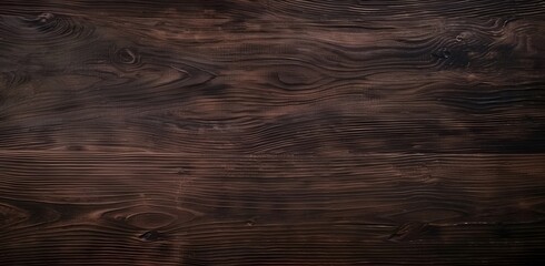 Dark Brown Wood Background with Grain Texture, Top View