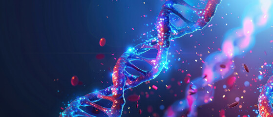 Obraz premium DNA double helix. DNA molecule structure. Medical science research of chromosome DNA genetic biotechnology in human genome cell. Science laboratory experiments analysis and genetic engineering study.
