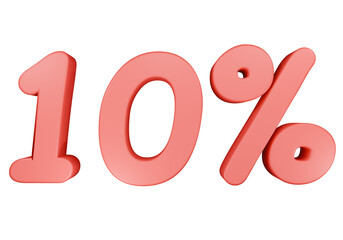 red 10% ten percent 3D PNG