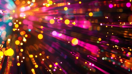 Fototapeta premium Digital Data Background with Colorful Lights and Bokeh